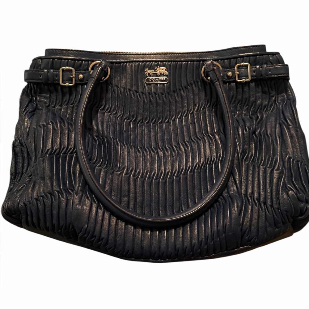 Coach Madison Gathered Leather Lindsey Tote – Navy – Style‎ 21282